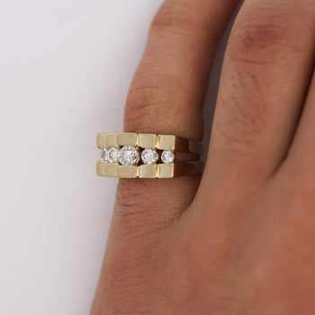 0.8 Carat Round F-G/SI1SI2 Channel Set Diamond in 14K Yellow Gold Statement Ring – Assay Jewelers