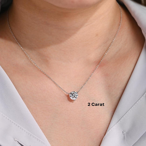 1-2 Carat Round Lab Diamond Floating Solitaire Pendant Necklace