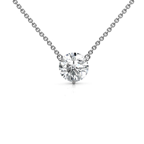 1-2 Carat Round Lab Diamond Floating Solitaire Pendant Necklace