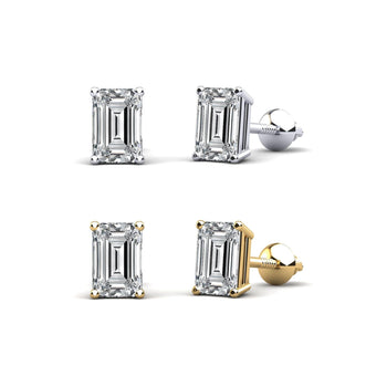 1-4 Carat Emerald Cut Prong Set Diamond in 14K White Gold Stud Earrings – Assay Jewelers