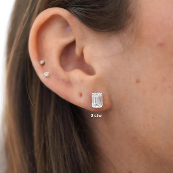 1-4 Carat Emerald Cut Prong Set Diamond in 14K White Gold Stud Earrings – Assay Jewelers