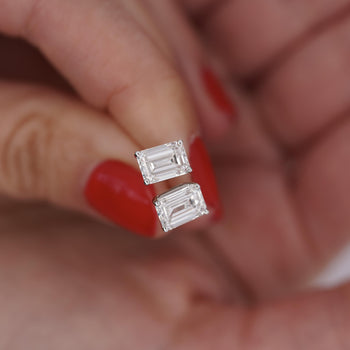 1-4 Carat Emerald Cut Prong Set Diamond in 14K White Gold Stud Earrings – Assay Jewelers
