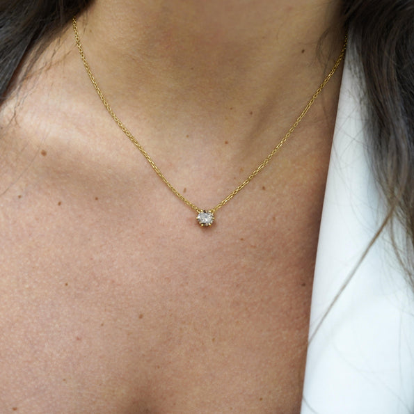 1 Carat Brown Diamond 18K Gold Solitaire Pendant Necklace
