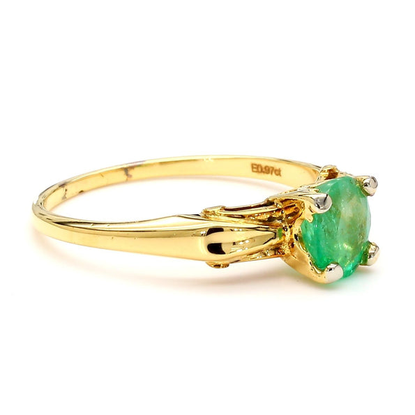 1 Carat Oval Cut Colombian Emerald 14K Gold Engagement Ring