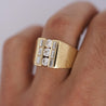 1 Carat Round & Baguette Cut Diamond & 18K Gold Matte Mens Ring