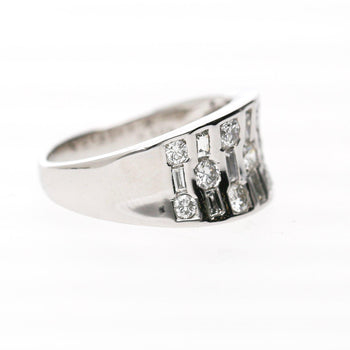 1 Carat Round & Baguette Diamond Channel Set Platinum 3 Row Band Ring – Assay Jewelers