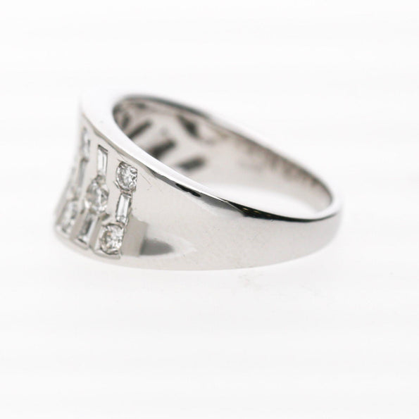 1 Carat Round & Baguette Diamond Channel Set Platinum 3 Row Band Ring