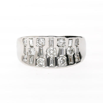 1 Carat Round & Baguette Diamond Channel Set Platinum 3 Row Band Ring – Assay Jewelers