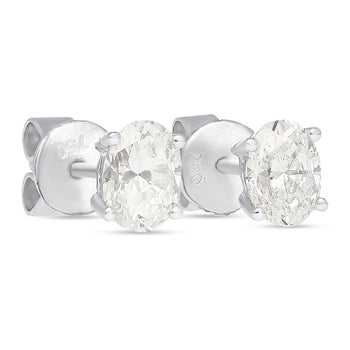 1 Carat Total Oval Cut 18K White Gold Solitaire 4-Prong Stud Earrings – Assay Jewelers