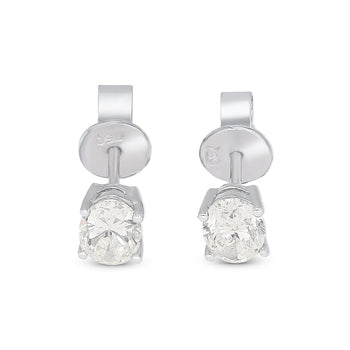 1 Carat Total Oval Cut 18K White Gold Solitaire 4-Prong Stud Earrings – Assay Jewelers