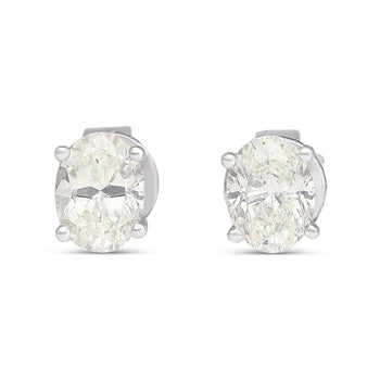 1 Carat Total Oval Cut 18K White Gold Solitaire 4-Prong Stud Earrings – Assay Jewelers