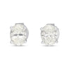 1 Carat Total Oval Cut 18K White Gold Solitaire 4-Prong Stud Earrings