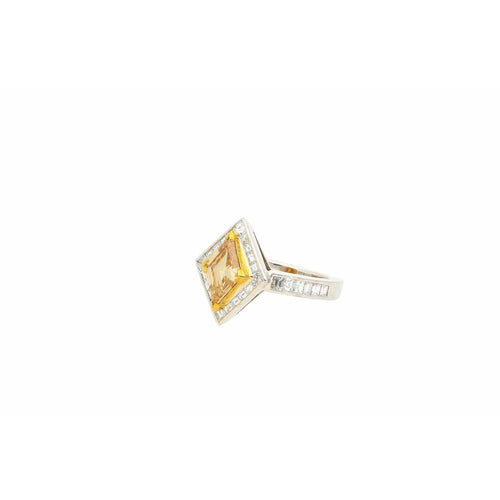 1 carat GIA certified Fancy Yellow Lozenge-cut Diamond Ring