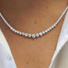 10 Carat Total Diamond 14K White Gold Graduating Riviera Tennis Necklace