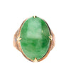 10 Carat Vintage Natural Jadeite Jade in Carved 18K Gold Oval Ring