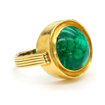 10 carat Colombian Emerald AGL Certified Egyptian Revival 14K Gold Ring – Assay Jewelers