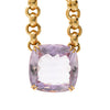 106.63 Carat Pink Amethyst Cushion 18K Gold Solitaire Chain Necklace