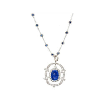 10.36 Carat Oval Cut No Heat Sri Lanka Blue Sapphire Drop Pendant Necklace – Assay Jewelers