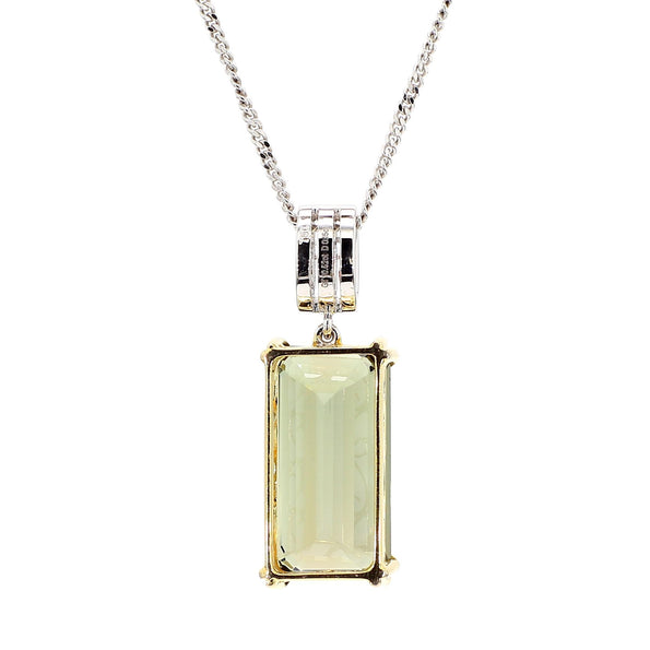 10.52 Carat Forrest Green Tourmaline Emerald Cut 18K Gold Pendant Necklace