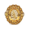 11 Carat Oval Citrine & Round Citrine Halo 14K Yellow Gold Vintage Cocktail Ring