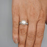 11.5mm White Pearl and Round Cut Diamond Accent Platinum Ring