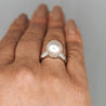 11.5mm White Pearl and Round Cut Diamond Accent Platinum Ring