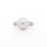 11.5mm White Pearl and Round Cut Diamond Accent Platinum Ring