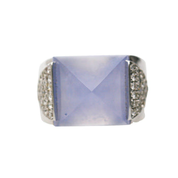 11.97 Carat Sugarloaf Lavender Blue Chalcedony 18K White Gold Ring – Assay Jewelers