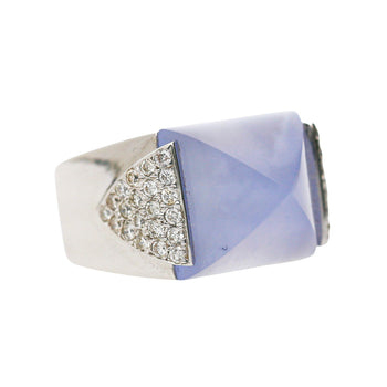 11.97 Carat Sugarloaf Lavender Blue Chalcedony 18K White Gold Ring – Assay Jewelers