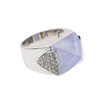 11.97 Carat Sugarloaf Lavender Blue Chalcedony 18K White Gold Ring – Assay Jewelers