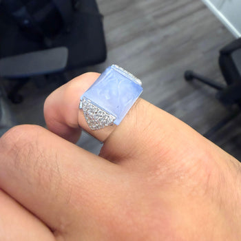 11.97 Carat Sugarloaf Lavender Blue Chalcedony 18K White Gold Ring – Assay Jewelers