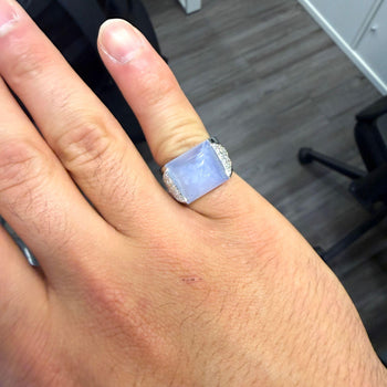 11.97 Carat Sugarloaf Lavender Blue Chalcedony 18K White Gold Ring – Assay Jewelers