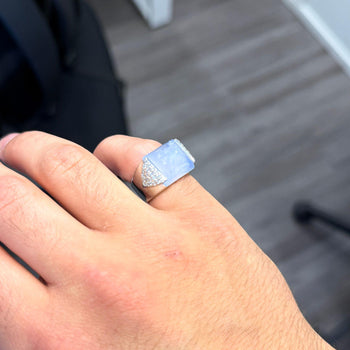 11.97 Carat Sugarloaf Lavender Blue Chalcedony 18K White Gold Ring – Assay Jewelers