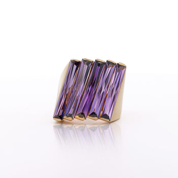 12 Carat Baguette Cut Amethyst 18K Gold Italian Cocktail Ring – Assay Jewelers