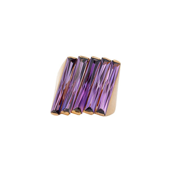 12 Carat Baguette Cut Amethyst 18K Gold Italian Cocktail Ring – Assay Jewelers