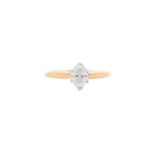 2 Carat Marquise Diamond Solitaire 2-tone 14K Gold Ring