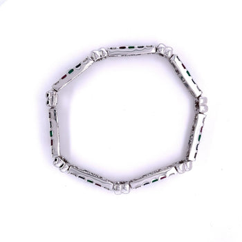 12 carat Diamond, Ruby, Emerald and Sapphire 18K White Gold Bracelet – Assay Jewelers