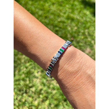 12 carat Diamond, Ruby, Emerald and Sapphire 18K White Gold Bracelet – Assay Jewelers