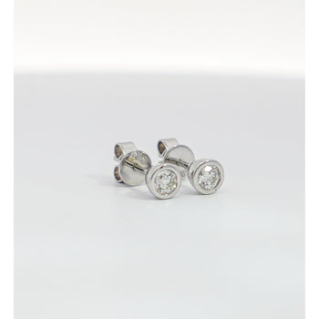 1/3 CTTW Bezel Set Natural Diamond Stud Earrings in 14k White Gold | 3.5 MM – Assay Jewelers