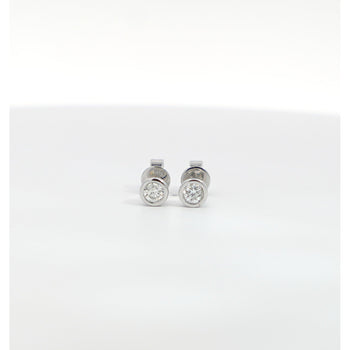 1/3 CTTW Bezel Set Natural Diamond Stud Earrings in 14k White Gold | 3.5 MM – Assay Jewelers