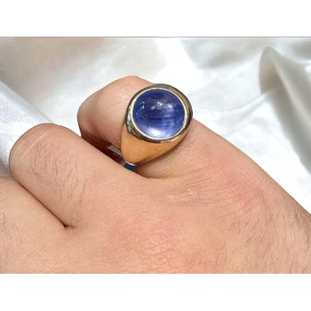 13.83 Carat No Heat Sri Lanka Blue Star Sapphire Solitaire Bezel 18K Men's Ring – Assay Jewelers