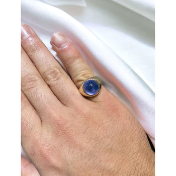 13.83 Carat No Heat Sri Lanka Blue Star Sapphire Solitaire Bezel 18K Men's Ring – Assay Jewelers