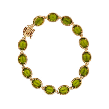 14 Carat Oval Bezel Set Peridot 14K Gold Link Bracelet 7" – Assay Jewelers