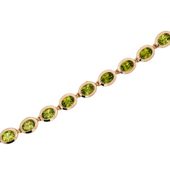 14 Carat Oval Bezel Set Peridot 14K Gold Link Bracelet 7" – Assay Jewelers