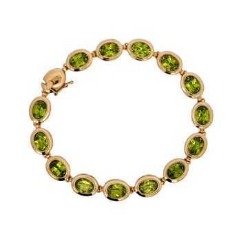 14 Carat Oval Bezel Set Peridot 14K Gold Link Bracelet 7" – Assay Jewelers