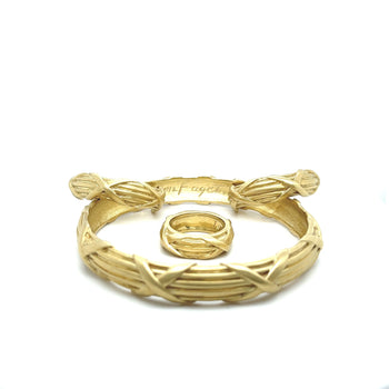 14K Brushed Gold Earring, Ring and Bangle Set | Mignon Faget Signed – Assay Jewelers