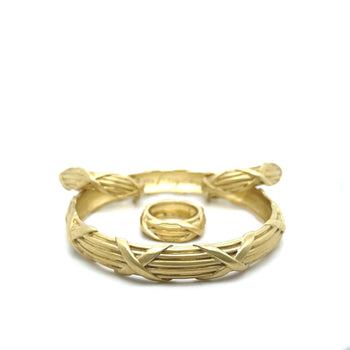 14K Brushed Gold Earring, Ring and Bangle Set | Mignon Faget Signed – Assay Jewelers