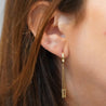 14K Gold Ball Chain Dangling Drop Huggie Hoop Earrings