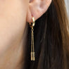 14K Gold Ball Chain Dangling Drop Huggie Hoop Earrings
