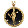 14K Gold Christian Medallion "Cupid" and Black Onyx Medallion Pendant